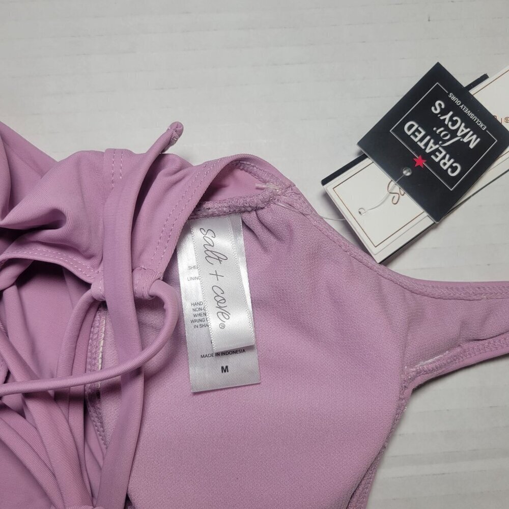 Salt + Cove Women Dusty Lilac Adjustable Tankini Back Tie Top Size M - Picture 3 of 7
